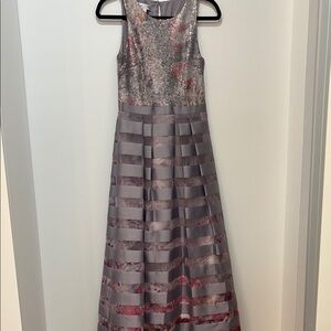 Kay Unger Pink and Gray Textured Dress